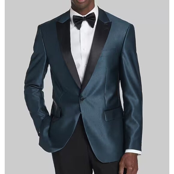 JOS A BANK Dinner Jacket 42R Blazer 1-btn Tailored Fit Teal E01084 173A - Picture 1 of 10